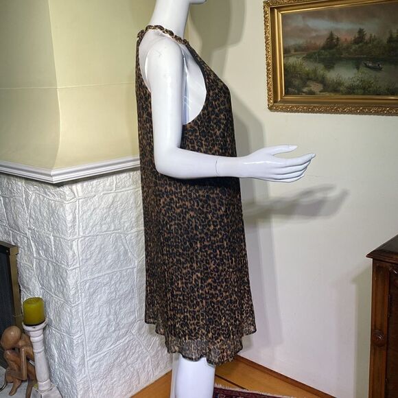 NWT Joie Leopard Print Halter Top Sheath Lightly Pleated Cocktail Dress - Picture 4 of 14